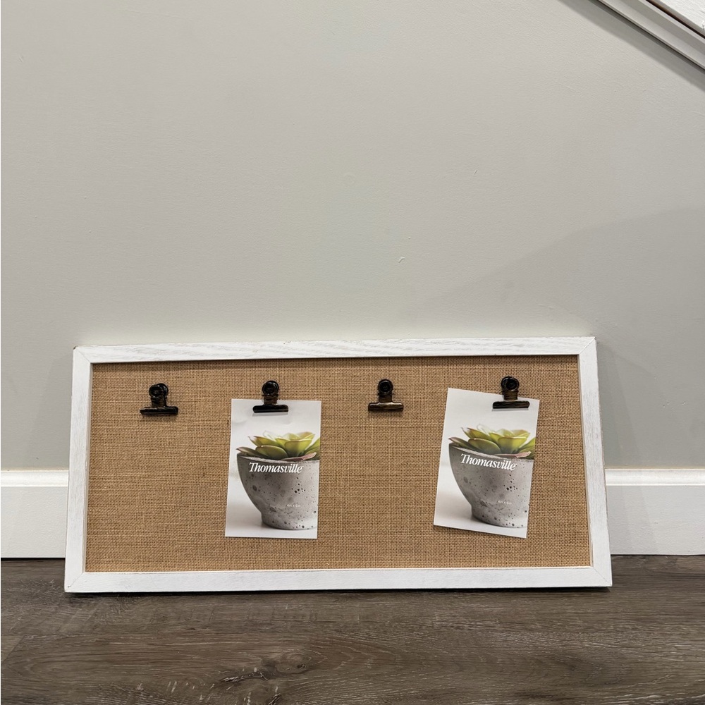 White and Brown Wall Decor with Clips